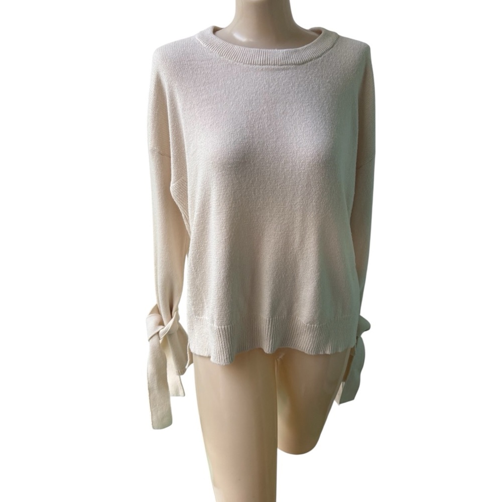 Madewell Bow Tie Cuff Knit Sweater Cream Off-White Womens Size S
